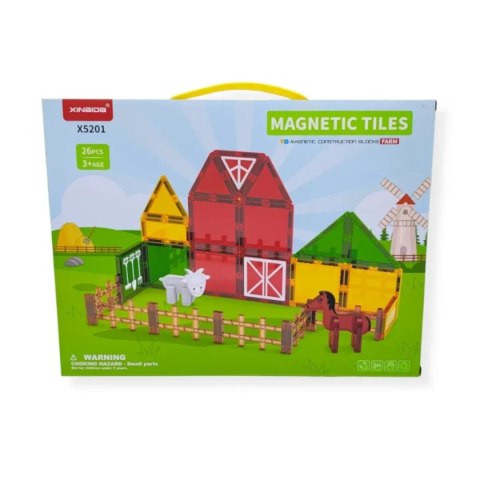 Klocki magnetyczne farma 26 el. - Magnetic Tiles 3+ X-Bida