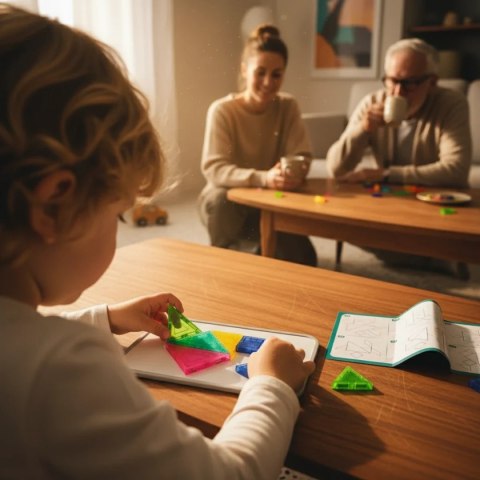 Klocki magnetyczne tangram 7 el. z tablicą - 3+ X-Bida