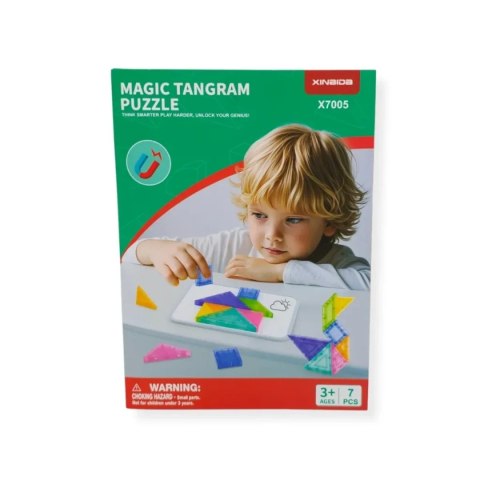 Klocki magnetyczne tangram 7 el. z tablicą - 3+ X-Bida
