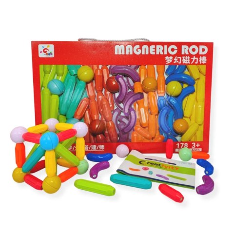 Magnetyczne pałeczki i kulki 178 el. - CreativiRod 3+ Tong Le