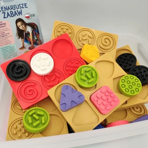 Sensoryczna tęcza - zestaw puzzli sensorycznych - dotyk, kształt - 45 el. 1+ Mom's Care