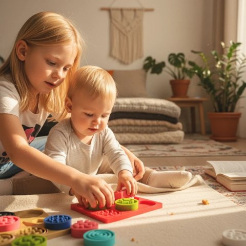 Sensoryczna tęcza - zestaw puzzli sensorycznych - dotyk, kształt - 45 el. 1+ Mom's Care