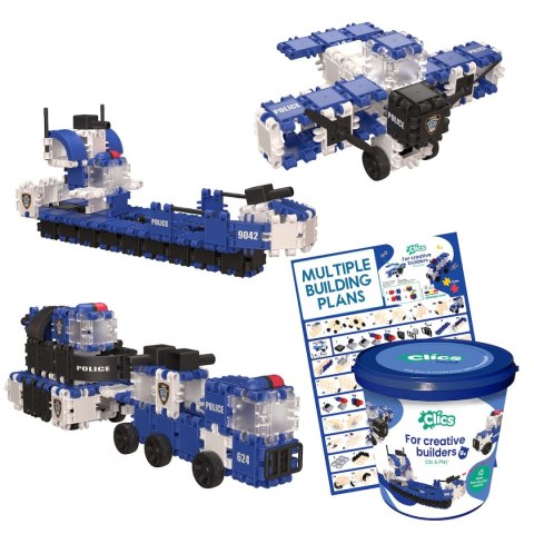 Clics Wiaderko 8w1 135 el. - Klocki konstrukcyjne - Policja Clics & Clicformers Clics Wiaderko 8w1 135 el. - Klocki konstrukcyjne - Policja Clics & Clicformers