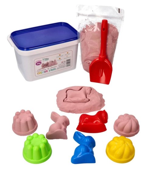 Zestaw - piasek kinetyczny ColourSand 2kg różowy + foremki i łopatka Adam Toys Zestaw - piasek kinetyczny ColourSand 2kg różowy + foremki i łopatka Adam Toys