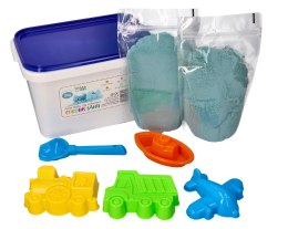 Zestaw - piasek kinetyczny ColourSand 2kg niebieski + foremki i łopatka Adam Toys