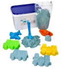 Zestaw - piasek kinetyczny ColourSand 2kg niebieski + foremki i łopatka Adam Toys