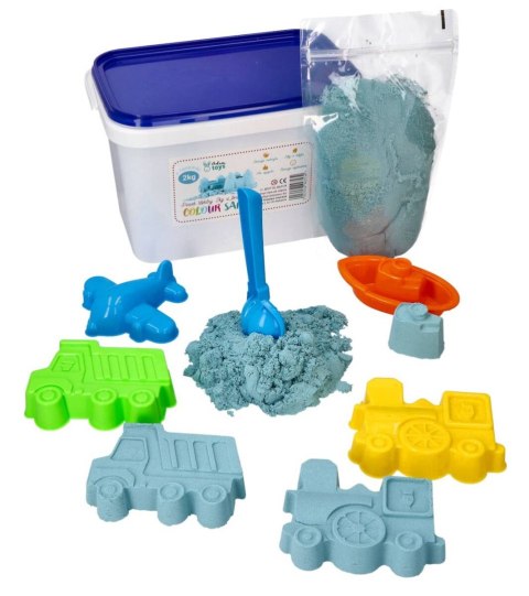 Zestaw - piasek kinetyczny ColourSand 2kg niebieski + foremki i łopatka Adam Toys Zestaw - piasek kinetyczny ColourSand 2kg niebieski + foremki i łopatka Adam Toys