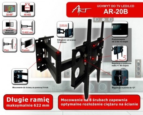 Uchwyt LCD AR-20B 32-65 cali 45kg pion/poziom Uchwyt LCD AR-20B 32-65 cali 45kg pion/poziom