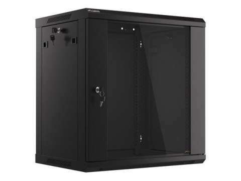 Szafa instalacyjna wisząca 19 12U 600X450mm czarna (drzwi szklane) Szafa instalacyjna wisząca 19 12U 600X450mm czarna (drzwi szklane)
