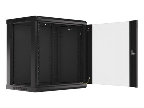 Szafa instalacyjna wisząca 19 12U 600X450mm czarna (drzwi szklane) Szafa instalacyjna wisząca 19 12U 600X450mm czarna (drzwi szklane)
