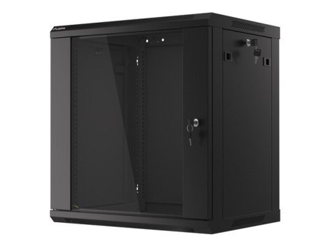 Szafa instalacyjna wisząca 19 12U 600X450mm czarna (drzwi szklane) Szafa instalacyjna wisząca 19 12U 600X450mm czarna (drzwi szklane)