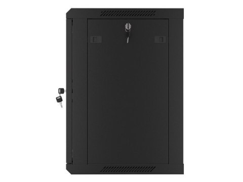 Szafa instalacyjna wisząca 19 12U 600X450mm czarna (drzwi szklane) Szafa instalacyjna wisząca 19 12U 600X450mm czarna (drzwi szklane)