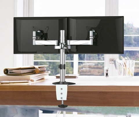 Uchwyt biurkowy do dwóch monitorów LCD MC-714 13-27" 8kg aluminiowy Uchwyt biurkowy do dwóch monitorów LCD MC-714 13-27" 8kg aluminiowy