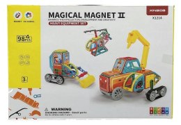 Klocki magnetyczne Magical Magnet Pojazdy Budowlane 6w1 98 el. X-Bida