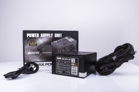Zasilacz ATX 80+Bronze 600W aktywne PFC, 12cm wentylator Zasilacz ATX 80+Bronze 600W aktywne PFC, 12cm wentylator