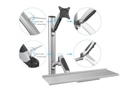 Ramię naścienne pojedyncze, 1xLCD + klawiatura, max. 27", max. 8kg, uchylno-obrotowe 360° (PIVOT) Ramię naścienne pojedyncze, 1xLCD + klawiatura, max. 27", max. 8kg, uchylno-obrotowe 360° (PIVOT)