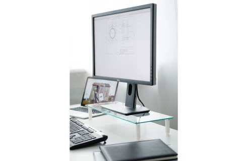 Szklana podstawa dla monitora, powierzchnia robocza: 56x21cm, max. obciążenie: 20kg Szklana podstawa dla monitora, powierzchnia robocza: 56x21cm, max. obciążenie: 20kg