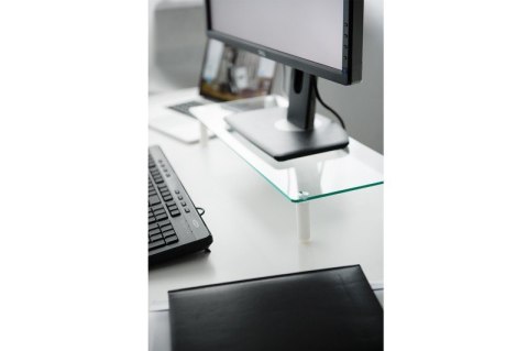 Szklana podstawa dla monitora, powierzchnia robocza: 56x21cm, max. obciążenie: 20kg Szklana podstawa dla monitora, powierzchnia robocza: 56x21cm, max. obciążenie: 20kg