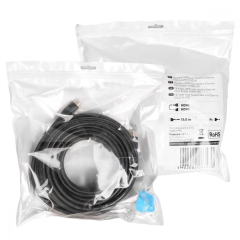 Kabel HDMI v2.0 15 m pozłacany Kabel HDMI v2.0 15 m pozłacany