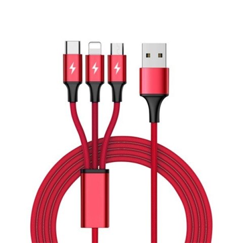Kabel ładujący 3-in-1 USB - USB-C/microUSB/Lightning, 1,2m; C4049RD Kabel ładujący 3-in-1 USB - USB-C/microUSB/Lightning, 1,2m; C4049RD