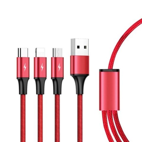 Kabel ładujący 3-in-1 USB - USB-C/microUSB/Lightning, 1,2m; C4049RD Kabel ładujący 3-in-1 USB - USB-C/microUSB/Lightning, 1,2m; C4049RD