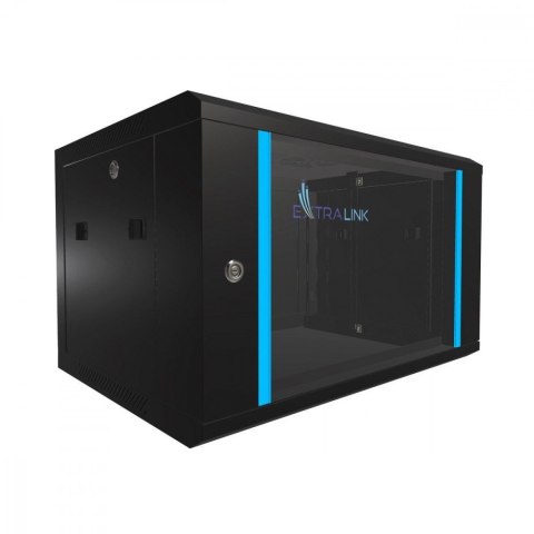 Szafka wisząca rack 6U 600x450 czarna szklane drzwi Szafka wisząca rack 6U 600x450 czarna szklane drzwi