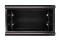 Szafka wisząca rack 6U 600x450 czarna szklane drzwi