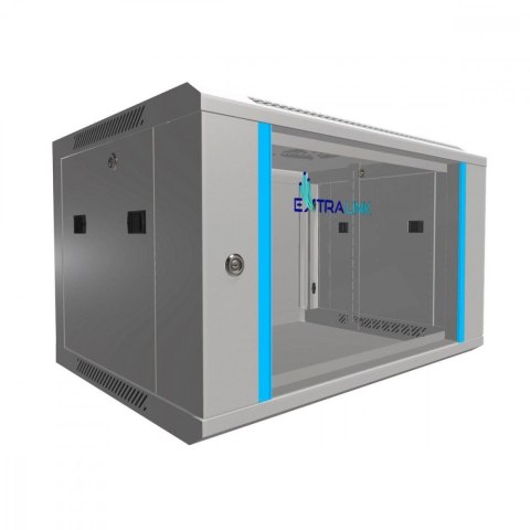 Szafka wisząca rack 6U 600x450 szara szklane drzwi Szafka wisząca rack 6U 600x450 szara szklane drzwi