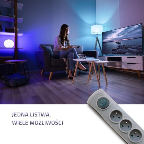 Listwa antyprzepięciowa Quick Switch, 6 gniazd, 3m, szara Listwa antyprzepięciowa Quick Switch, 6 gniazd, 3m, szara