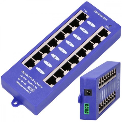 PoE Injector 8 portów Gigabit PoE Injector 8 portów Gigabit