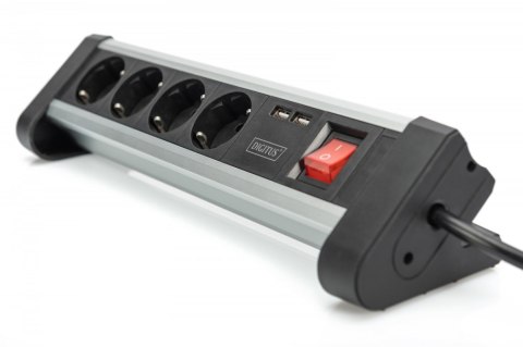 Listwa zasilająca biurowa 45° 4 gniazdowa, 2x USB (5V/2A) z możliwością obrotu o 290° aluminiowa HQ Listwa zasilająca biurowa 45° 4 gniazdowa, 2x USB (5V/2A) z możliwością obrotu o 290° aluminiowa HQ