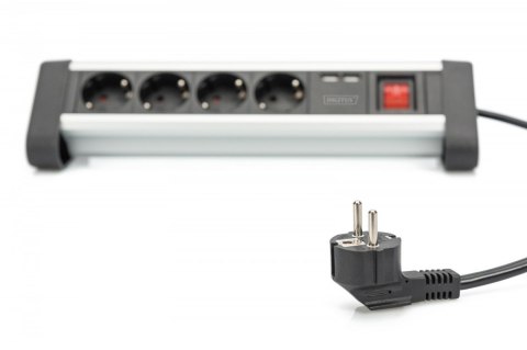Listwa zasilająca biurowa 45° 4 gniazdowa, 2x USB (5V/2A) z możliwością obrotu o 290° aluminiowa HQ Listwa zasilająca biurowa 45° 4 gniazdowa, 2x USB (5V/2A) z możliwością obrotu o 290° aluminiowa HQ