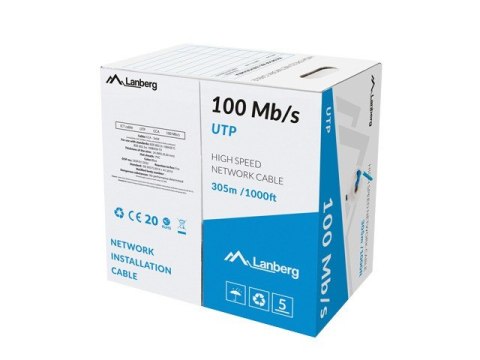 Kabel LAN UTP 100Mb/s 305m drut cca niebieski Kabel LAN UTP 100Mb/s 305m drut cca niebieski