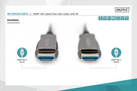 Kabel połączeniowy hybrydowy AOC HDMI 2.0 Premium HighSpeed 4K/60Hz UHD HDMI A/HDMI A M/M 10m Czarny Kabel połączeniowy hybrydowy AOC HDMI 2.0 Premium HighSpeed 4K/60Hz UHD HDMI A/HDMI A M/M 10m Czarny
