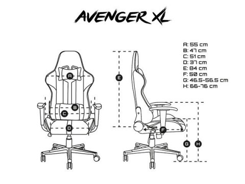 Fotel dla graczy Avenger XL Czarno-biały Fotel dla graczy Avenger XL Czarno-biały