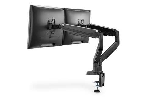 Ramię biurkowe podwójne z zaciskiem regulowane 2xLCD max. 32" max. 2x 9kg uchylno-obrotowe czarny Ramię biurkowe podwójne z zaciskiem regulowane 2xLCD max. 32" max. 2x 9kg uchylno-obrotowe czarny