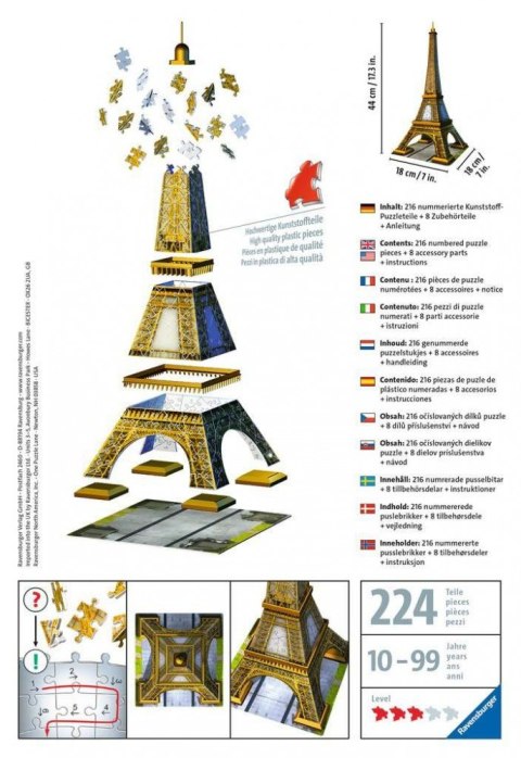 Puzzle 216 elementów 3D Wieża Eiffla Puzzle 216 elementów 3D Wieża Eiffla