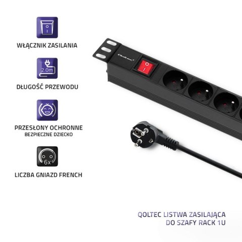 Listwa zasilająca do szafy RACK 1U | 16A | PDU | 6xFRENCH | 2m Listwa zasilająca do szafy RACK 1U | 16A | PDU | 6xFRENCH | 2m