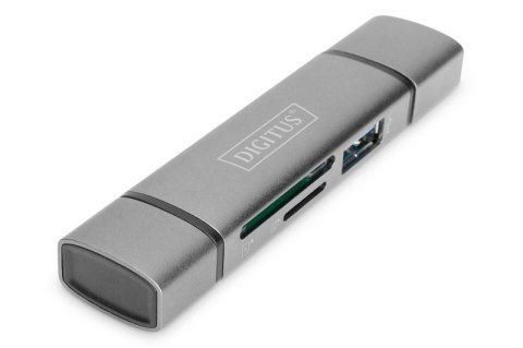 Czytnik kart 3-portowy USB Typ C/ USB 3.0 SuperSpeed SD Micro SD HQ aluminium Szary Czytnik kart 3-portowy USB Typ C/ USB 3.0 SuperSpeed SD Micro SD HQ aluminium Szary