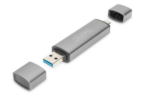 Czytnik kart 3-portowy USB Typ C/ USB 3.0 SuperSpeed SD Micro SD HQ aluminium Szary Czytnik kart 3-portowy USB Typ C/ USB 3.0 SuperSpeed SD Micro SD HQ aluminium Szary