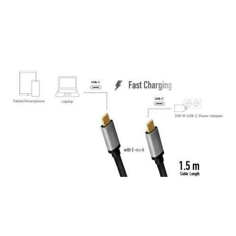 Kabel USB-C M/M, PD, aluminiowy 1.5m Kabel USB-C M/M, PD, aluminiowy 1.5m