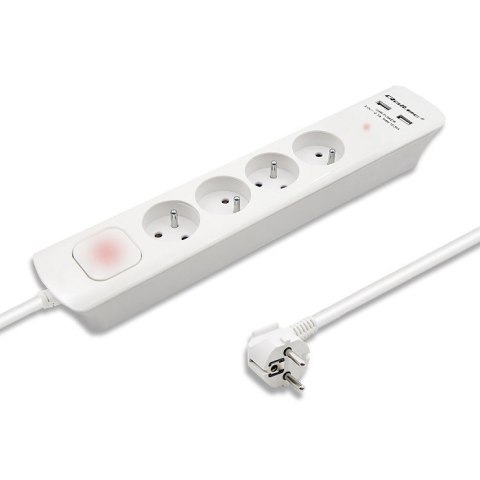 Listwa antyprzepięciowa | 4 gniazda | 2xUSB | 1.8m | Biała Listwa antyprzepięciowa | 4 gniazda | 2xUSB | 1.8m | Biała