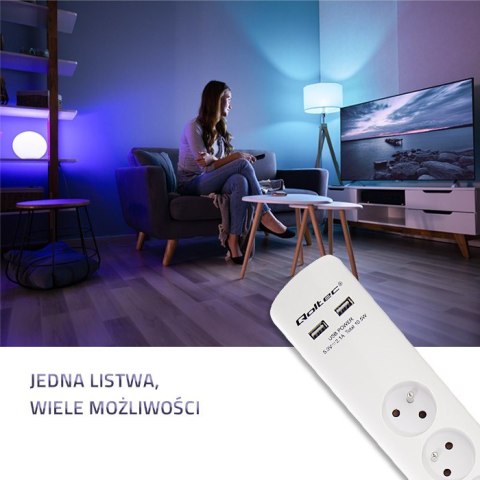 Listwa antyprzepięciowa | 4 gniazda | 2xUSB | 1.8m | Biała Listwa antyprzepięciowa | 4 gniazda | 2xUSB | 1.8m | Biała