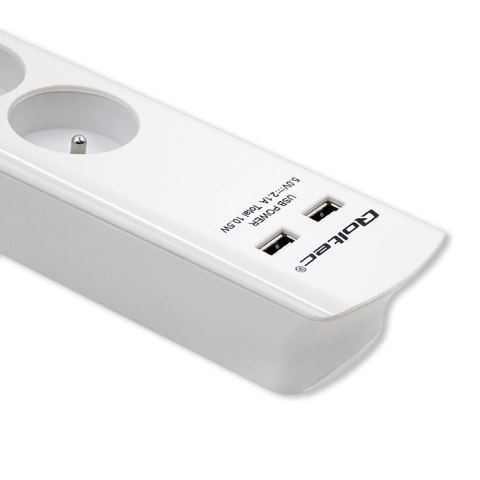 Listwa antyprzepięciowa | 4 gniazda | 2xUSB | 1.8m | Biała Listwa antyprzepięciowa | 4 gniazda | 2xUSB | 1.8m | Biała