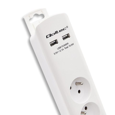Listwa antyprzepięciowa | 4 gniazda | 2xUSB | 1.8m | Biała Listwa antyprzepięciowa | 4 gniazda | 2xUSB | 1.8m | Biała