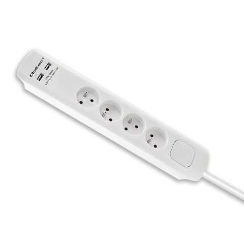 Listwa antyprzepięciowa | 4 gniazda | 2xUSB | 1.8m | Biała Listwa antyprzepięciowa | 4 gniazda | 2xUSB | 1.8m | Biała