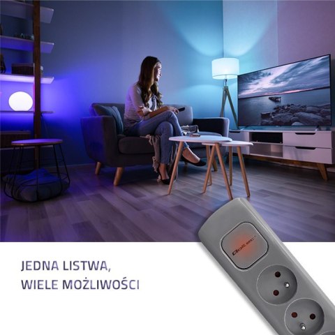 Listwa zasilająca | 6 gniazd | 1.8m | Szara Listwa zasilająca | 6 gniazd | 1.8m | Szara