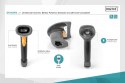 Czytnik kodów kreskowych bezprzewodowy Bluetooth, 1D i 2D, zgodny z kodami QR, Stojak w zestawie