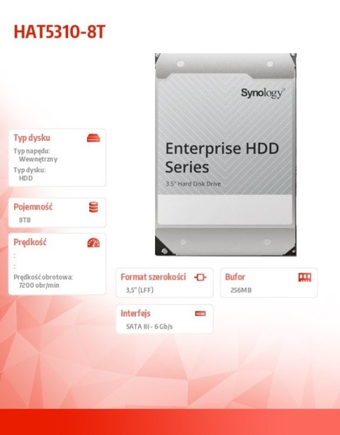 Dysk HDD SATA 8TB HAT5310-8T 3,5" SATA 6 Gb/s 512e 7,2k Dysk HDD SATA 8TB HAT5310-8T 3,5" SATA 6 Gb/s 512e 7,2k