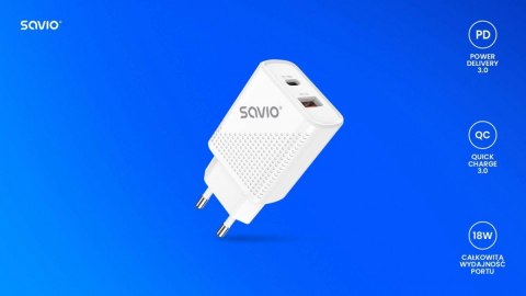 Ładowarka sieciowa USB Quick Charge Power Delivery 3.0 18W +1m kabel USB typ C, LA-05 C Ładowarka sieciowa USB Quick Charge Power Delivery 3.0 18W +1m kabel USB typ C, LA-05 C